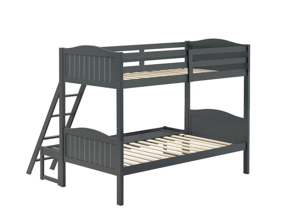 Arlo Twin Over Full Bunk Bed with Ladder Grey - Home Discount Furniture - NJ-linden