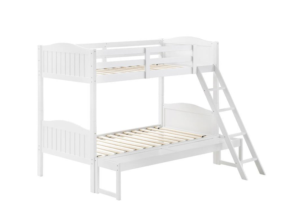 Arlo Twin Over Full Bunk Bed with Ladder White - Home Discount Furniture - NJ-linden