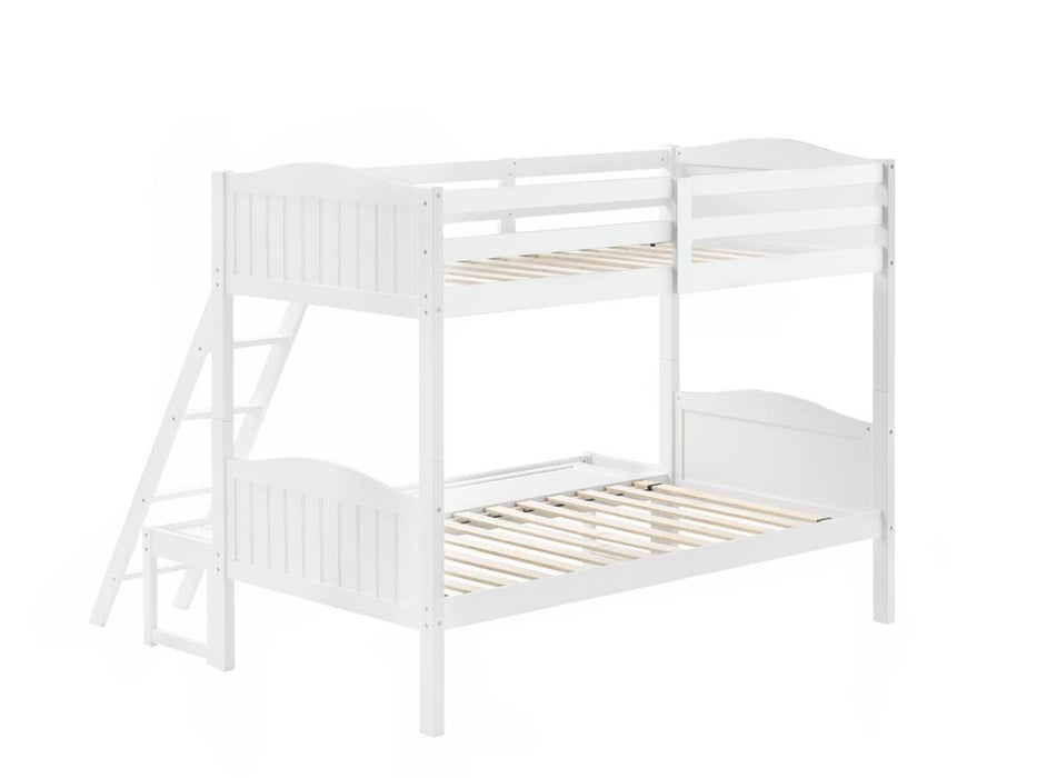 Arlo Twin Over Full Bunk Bed with Ladder White - Home Discount Furniture - NJ-linden