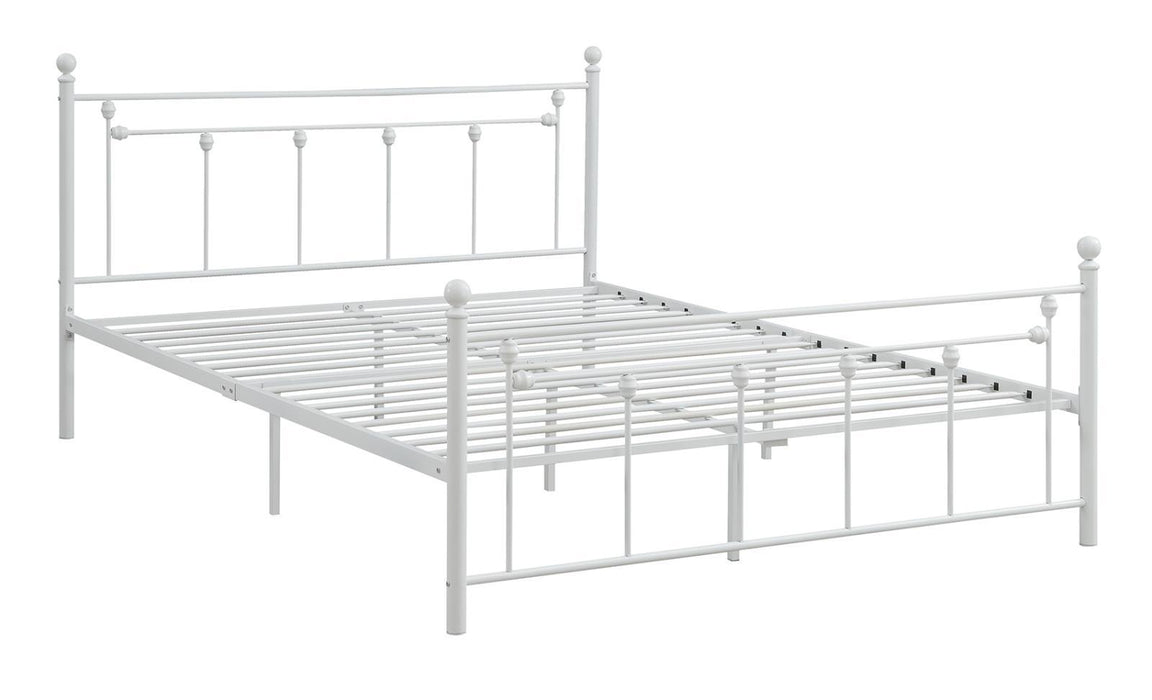 Canon Queen Metal Slatted Headboard Platform Bed - White - Home Discount Furniture - NJ-linden