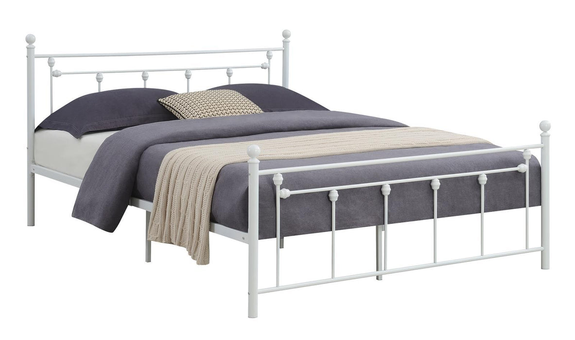 Canon Queen Metal Slatted Headboard Platform Bed - White - Home Discount Furniture - NJ-linden