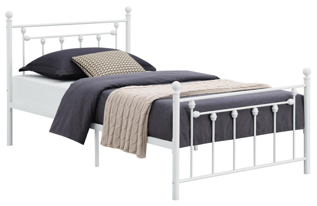 Canon Full Metal Slatted Headboard Platform Bed - White - Home Discount Furniture - NJ-linden