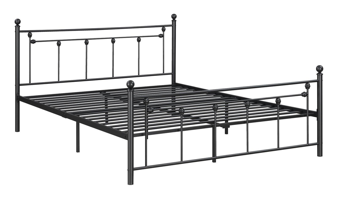 Canon Queen Metal Slatted Headboard Platform Bed - Gunmetal - Home Discount Furniture - NJ-linden