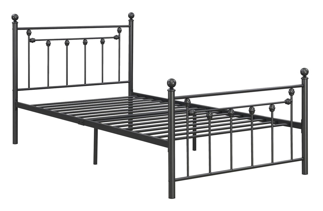 Canon Twin Metal Slatted Headboard Platform Bed - Gunmetal - Home Discount Furniture - NJ-linden