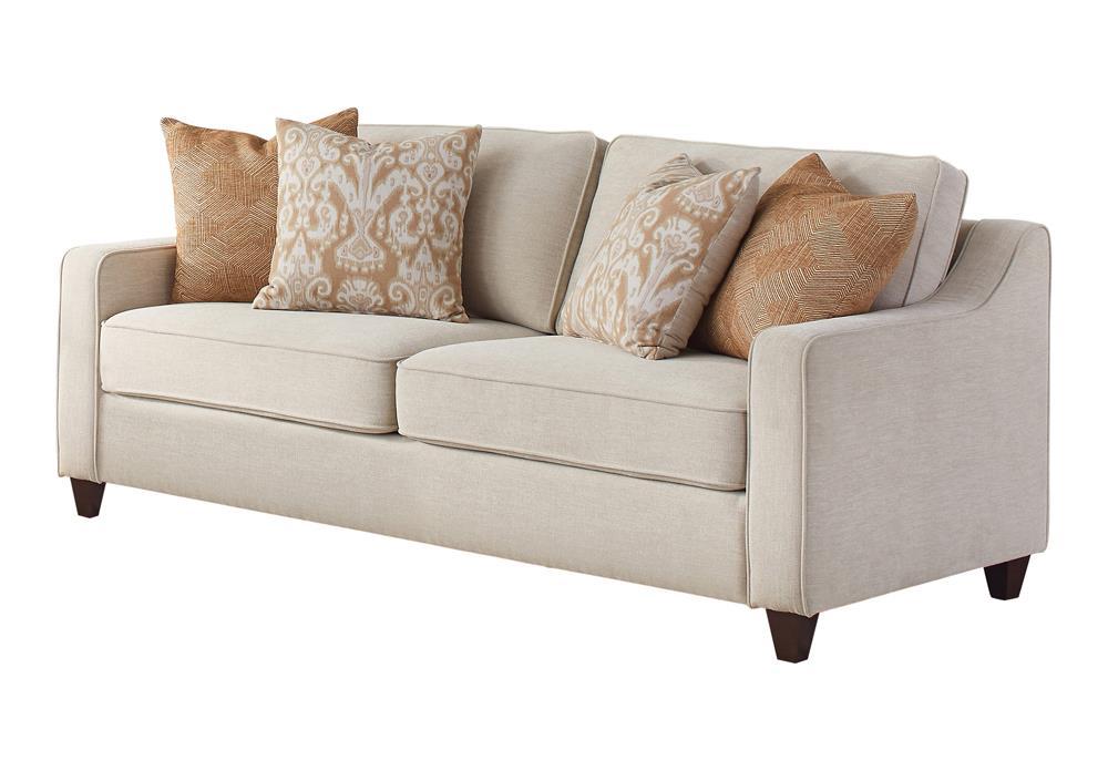 Christine Upholstered Cushion Back Sofa Beige - Home Discount Furniture - NJ-linden