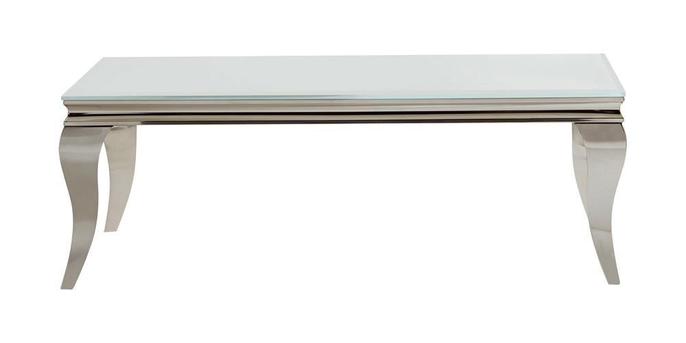 Luna Rectangle Coffee Table White and Chrome - Home Discount Furniture - NJ-linden