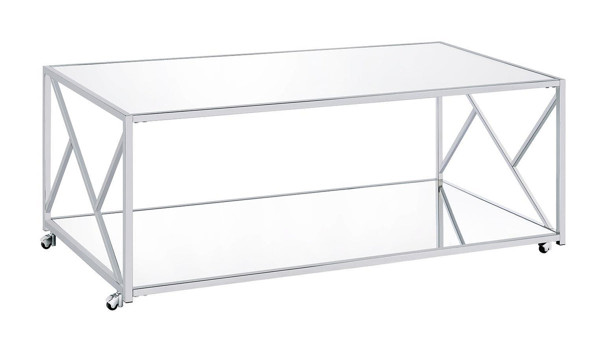 Provins 3-piece Occasional Table Set Clear Mirror and Chrome - Home Discount Furniture - NJ-linden