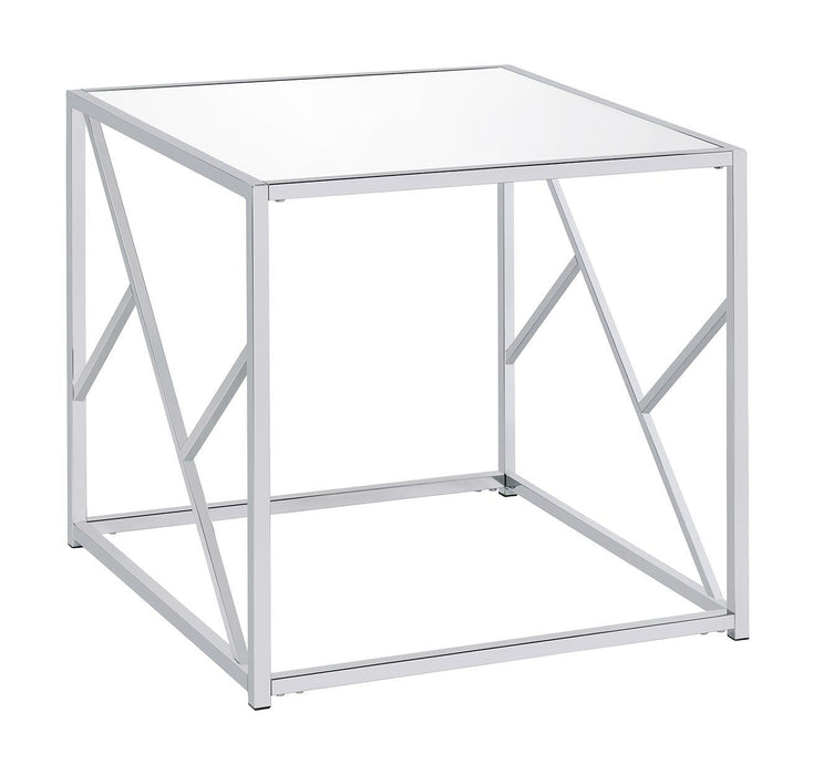 Provins 3-piece Occasional Table Set Clear Mirror and Chrome - Home Discount Furniture - NJ-linden