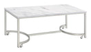 Leona Coffee Table with Casters White and Satin Nickel - Home Discount Furniture - NJ-linden