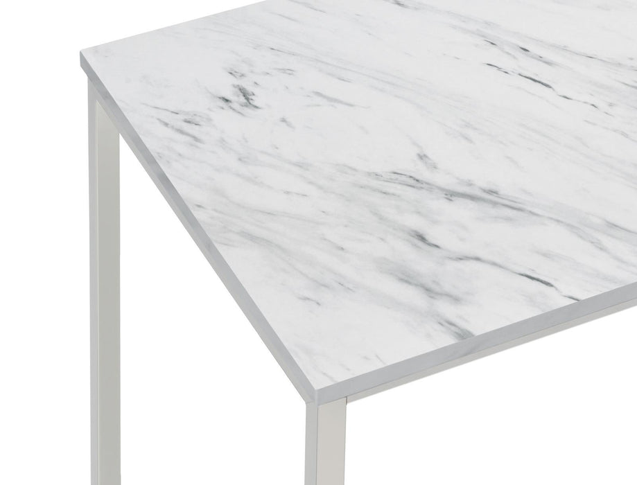 Leona Faux Marble Square End Table White and Satin Nickel - Home Discount Furniture - NJ-linden