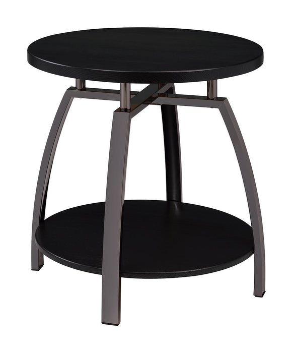 Dacre Round End Table Dark Grey and Black Nickel - Home Discount Furniture - NJ-linden