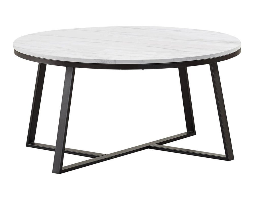 Hugo Round Coffee Table White and Matte Black - Home Discount Furniture - NJ-linden