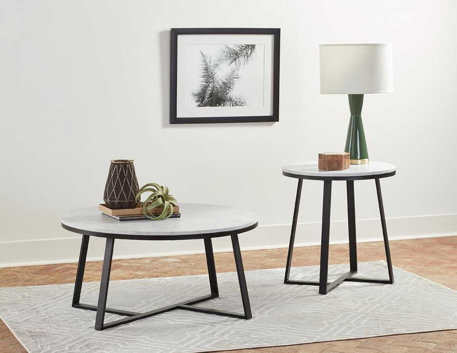 Hugo Round Coffee Table White and Matte Black - Home Discount Furniture - NJ-linden