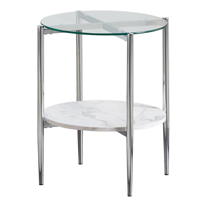 Cadee Round Glass Top End Table Clear and Chrome - Home Discount Furniture - NJ-linden