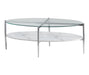Cadee Round Glass Top Coffee Table White and Chrome - Home Discount Furniture - NJ-linden