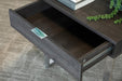 Baines Square 1-drawer End Table Dark Charcoal and Chrome - Home Discount Furniture - NJ-linden