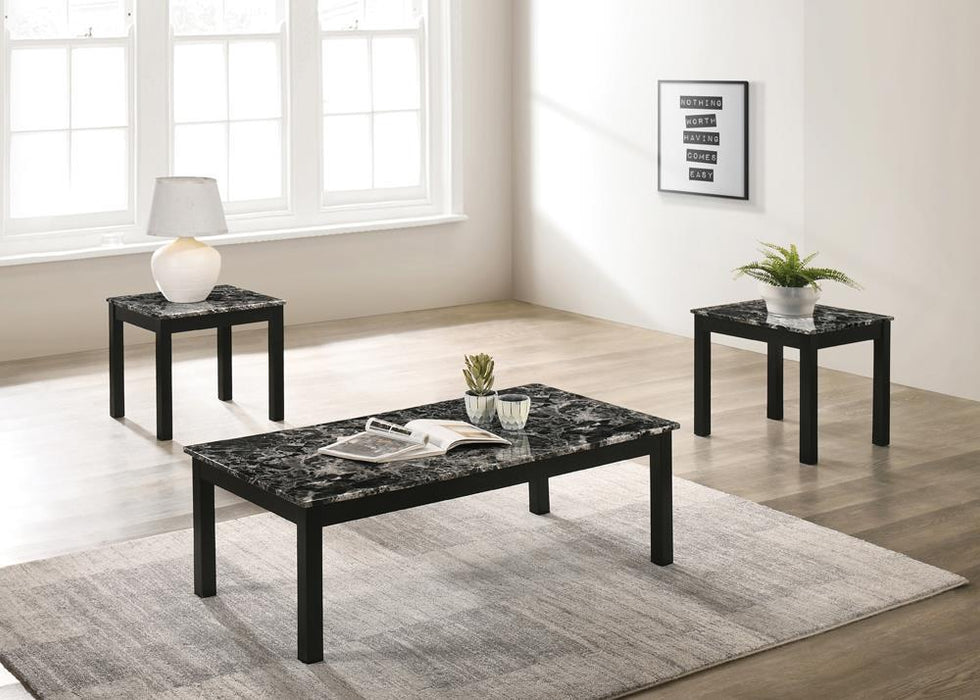 Darius Faux Marble Rectangle 3-piece Occasional Table Set Black - Home Discount Furniture - NJ-linden