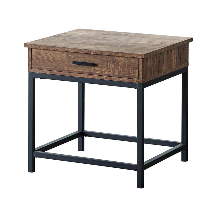 Byers Square 1-drawer End Table Brown Oak and Sandy Black - Home Discount Furniture - NJ-linden