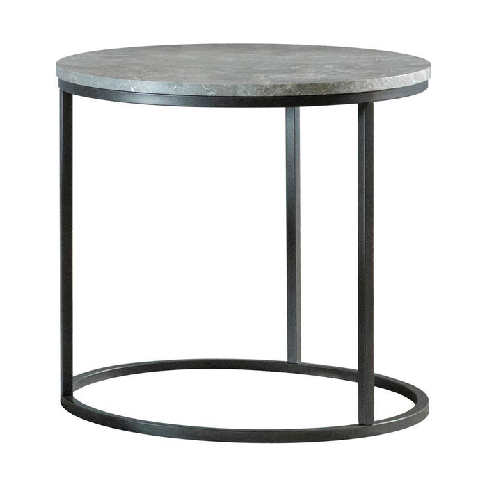 Lainey Faux Marble Round Top End Table Grey and Gunmetal - Home Discount Furniture - NJ-linden