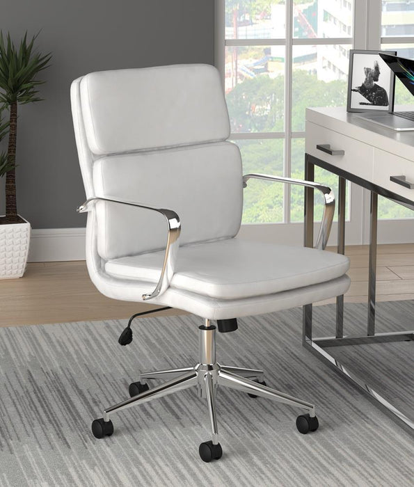 Ximena Standard Back Upholstered Office Chair White - Home Discount Furniture - NJ-linden