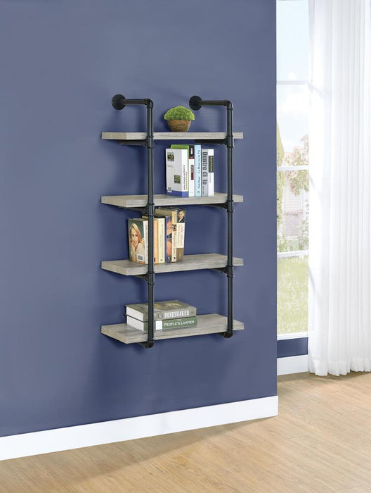 Elmcrest 24-inch Wall Shelf Black and Grey Driftwood - Home Discount Furniture - NJ-linden