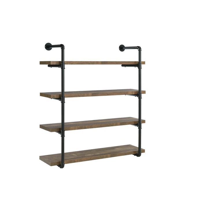 Elmcrest 40-inch Wall Shelf Black and Rustic Oak - Home Discount Furniture - NJ-linden