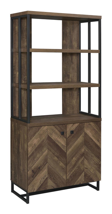 Millbrook 2-door Bookcase Rustic Oak Herringbone and Gunmetal - Home Discount Furniture - NJ-linden