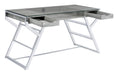 Emelle 2-drawer Glass Top Writing Desk Grey Driftwood and Chrome - Home Discount Furniture - NJ-linden