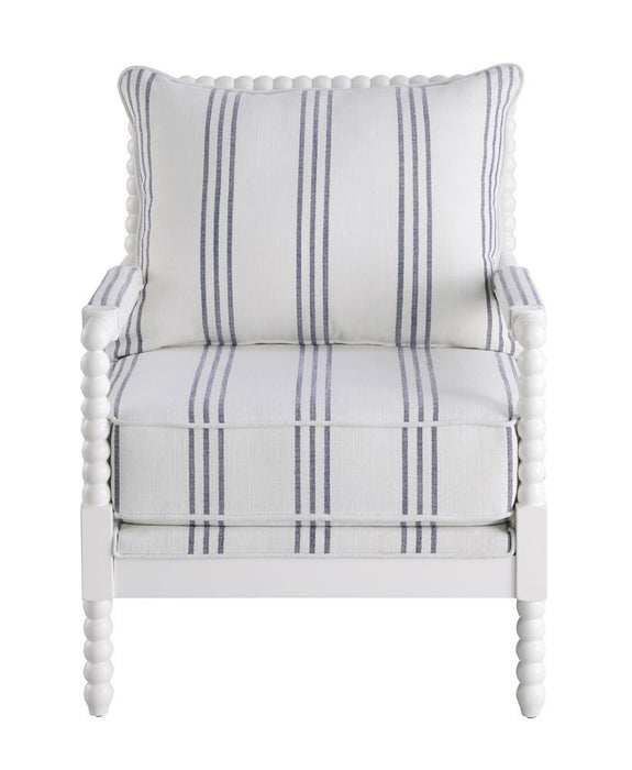 Blanchett Upholstered Accent Chair with Spindle Accent White and Navy - Home Discount Furniture - NJ-linden
