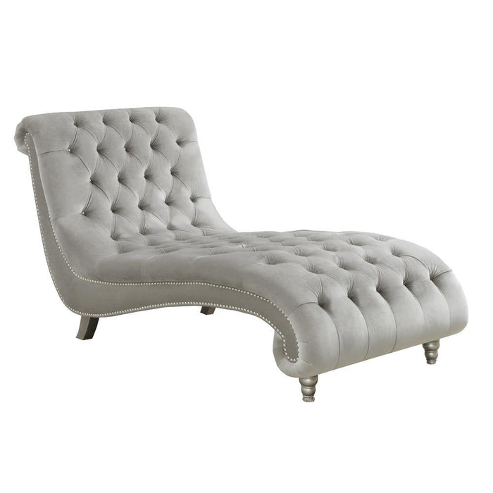 Lydia Tufted Cushion Chaise with Nailhead Trim Grey - Home Discount Furniture - NJ-linden