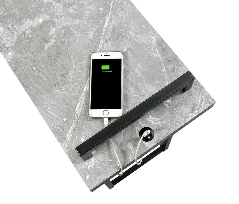 Maxwell C-shaped Accent Table Cement and Gunmetal - Home Discount Furniture - NJ-linden