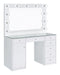 Percy 7-drawer Glass Top Vanity Desk with Lighting White - Home Discount Furniture - NJ-linden