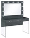 Afshan 3-drawer Vanity Desk with Lighting Mirror Grey High Gloss - Home Discount Furniture - NJ-linden