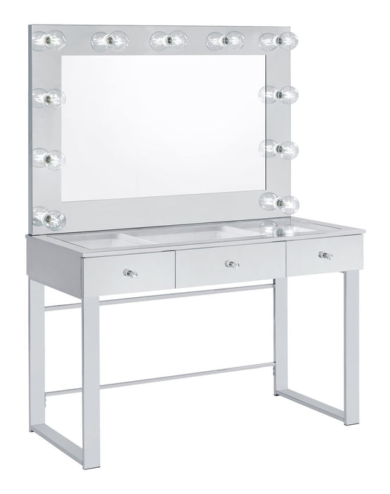 Umbridge 3-drawer Vanity with Lighting Chrome and White - Home Discount Furniture - NJ-linden
