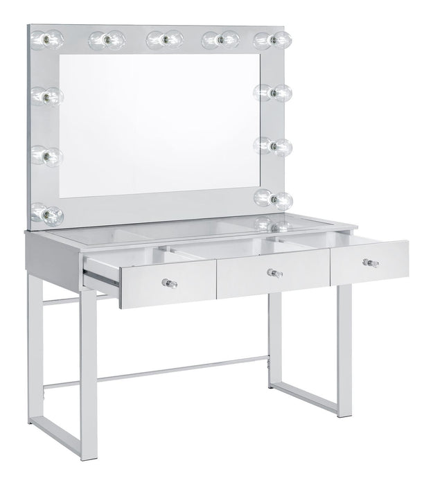 Umbridge 3-drawer Vanity with Lighting Chrome and White - Home Discount Furniture - NJ-linden