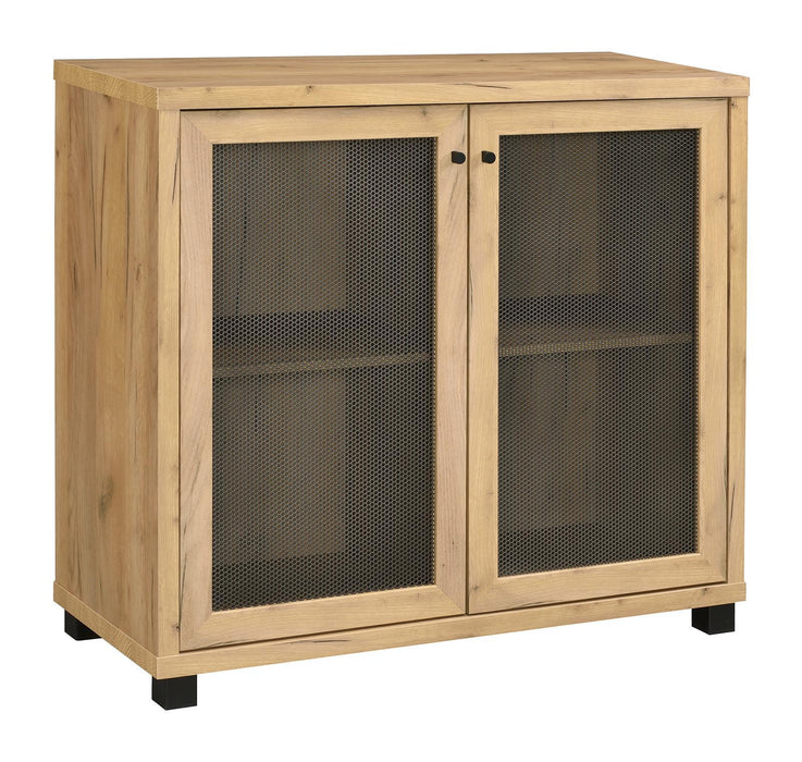 Mchale Accent Cabinet with Two Mesh Doors Golden Oak - Home Discount Furniture - NJ-linden
