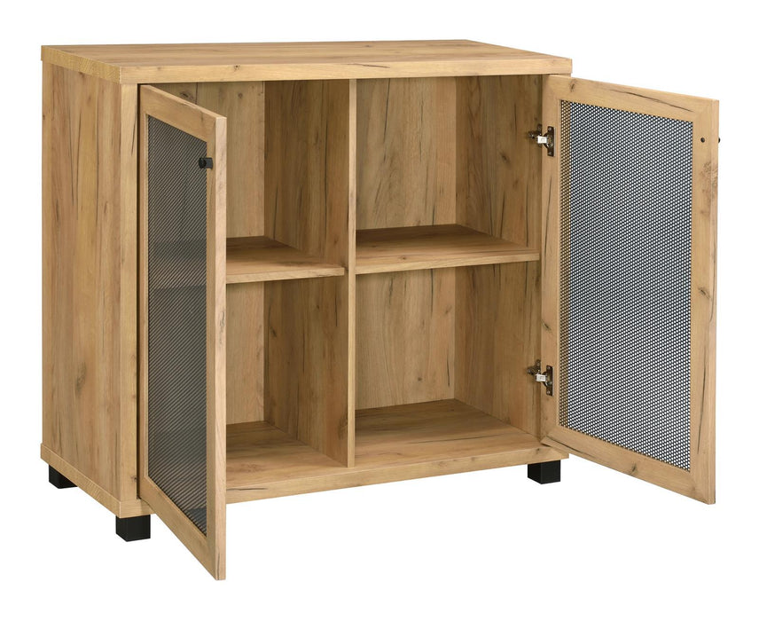 Mchale Accent Cabinet with Two Mesh Doors Golden Oak - Home Discount Furniture - NJ-linden