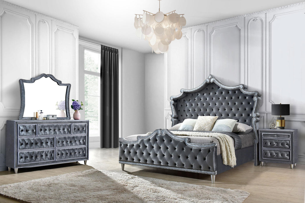 Antonella 4-Piece Queen Upholstered Tufted Bedroom Set Grey - Home Discount Furniture - NJ-linden