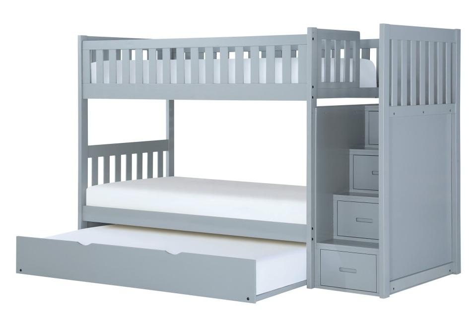 Orion Bunk Bed w/ Reversible Step Storage and Twin Trundle in Gray B2063SB-1*R - Home Discount Furniture - NJ-linden