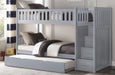 Orion Bunk Bed w/ Reversible Step Storage and Twin Trundle in Gray B2063SB-1*R - Home Discount Furniture - NJ-linden