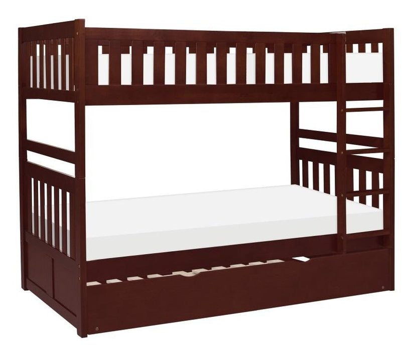 Rowe Twin/Twin Bunk Bed w/ Twin Trundle Bed in Dark Cherry B2013DC-1*R - Home Discount Furniture - NJ-linden