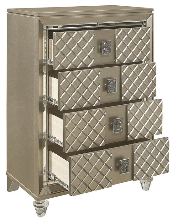 Youth Loudon 4 Drawer Chest in Champagne Metallic B1515-9 - Home Discount Furniture - NJ-linden