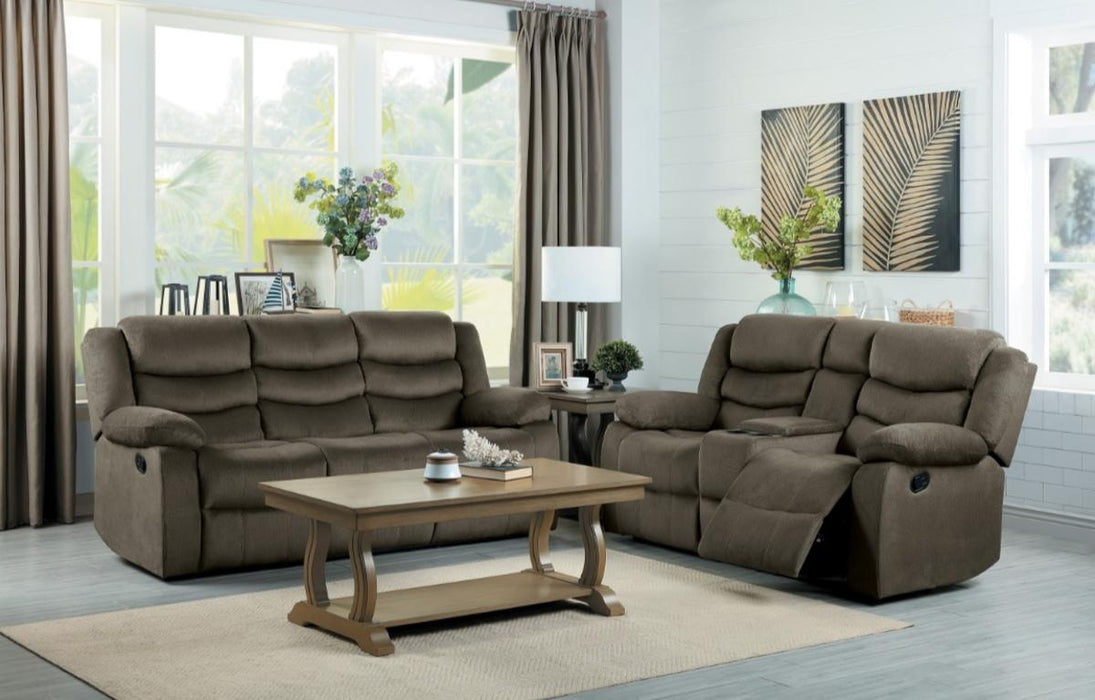 Discus Double Reclining Loveseat in Brown 9526BR-2 - Home Discount Furniture - NJ-linden