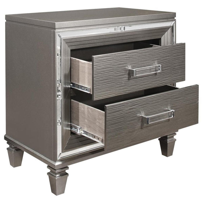 Tamsin Nightstand in Silver Grey Metallic 1616-4 - Home Discount Furniture - NJ-linden