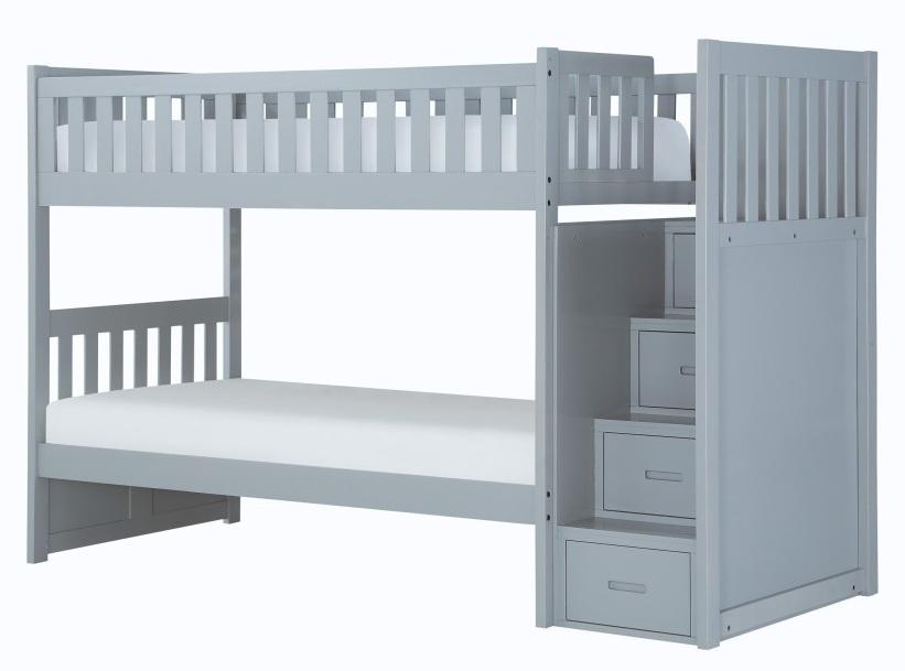 Orion Bunk Bed w/ Reversible Step Storage in Gray B2063SB-1* - Home Discount Furniture - NJ-linden