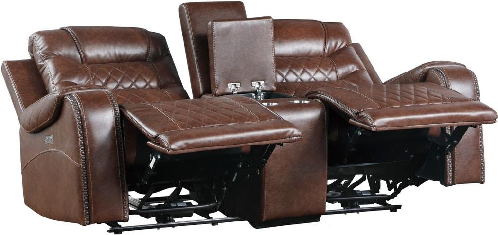 Putnam Power Double Reclining Loveseat in Brown 9405BR-2PW - Home Discount Furniture - NJ-linden