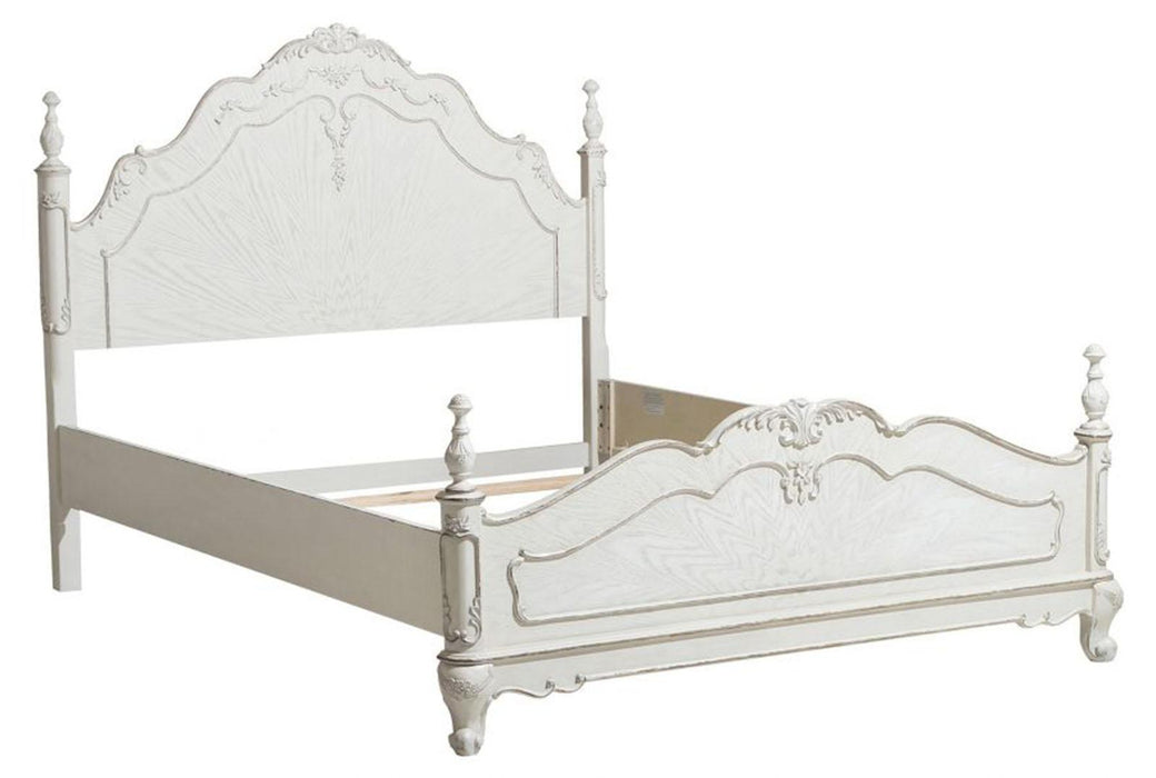 Cinderella Queen Poster Bed in Antique White 1386NW-1* - Home Discount Furniture - NJ-linden