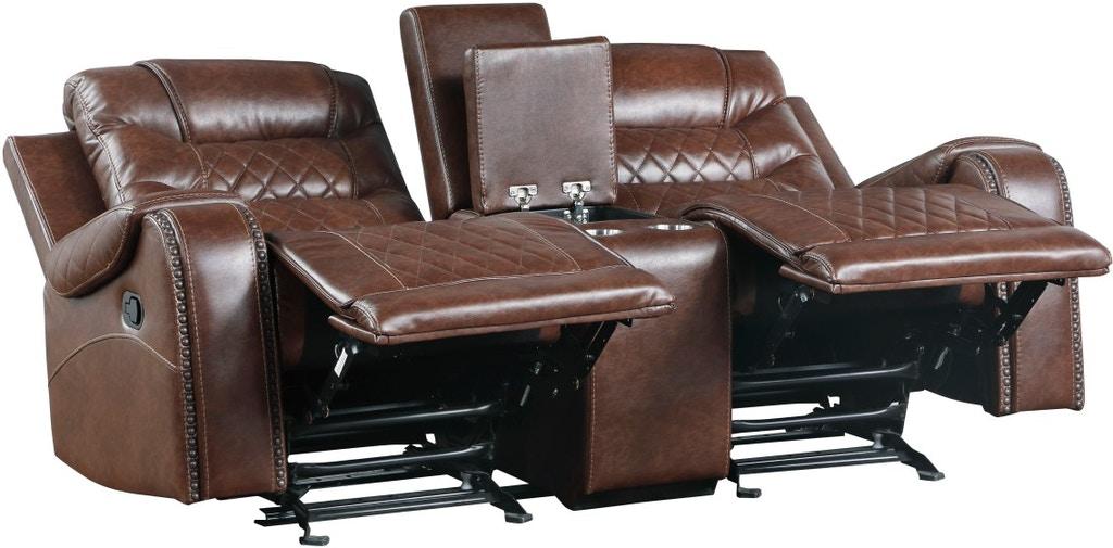 Putnam Double Glider Reclining Loveseat in Brown 9405BR-2 - Home Discount Furniture - NJ-linden