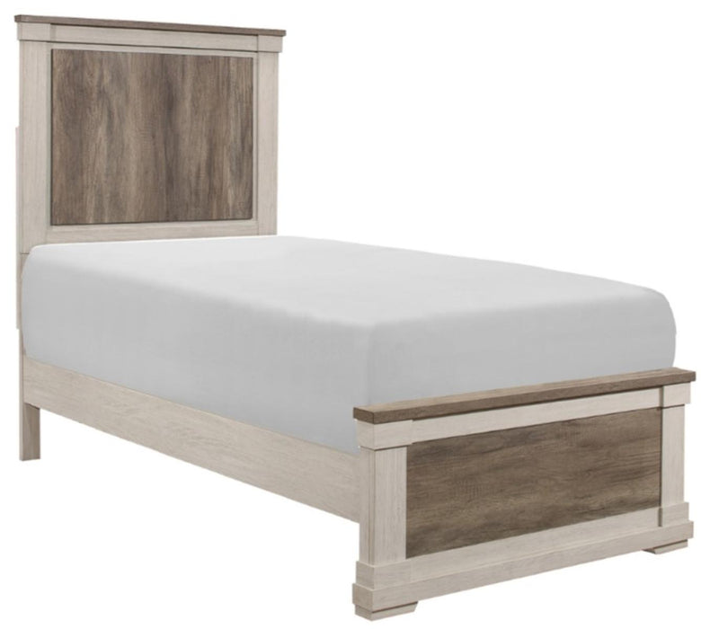 Arcadia Twin Panel Bed in White & Weathered Gray 1677T-1* - Home Discount Furniture - NJ-linden