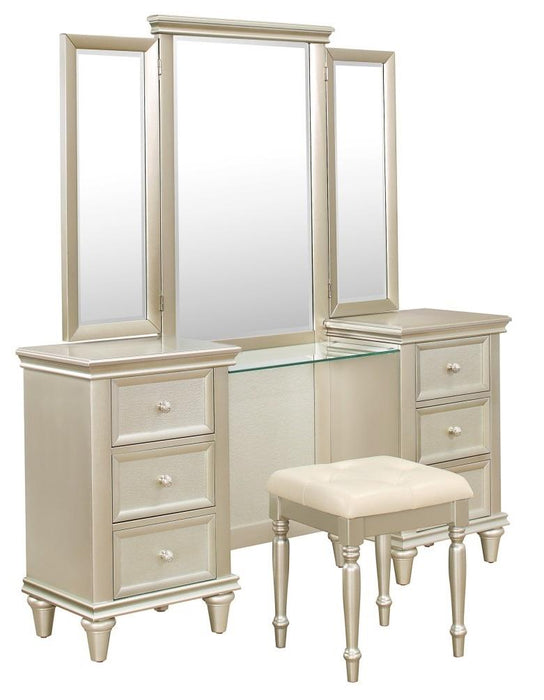 Celandine Vanity Stool in Pearl/Silver 1928-14 - Home Discount Furniture - NJ-linden